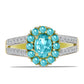 Inel din Argint 925 Placat cu Aur ( 3.88 grame ) cu Cuarț Paraiba și Topaz Alb 1.61 Carate