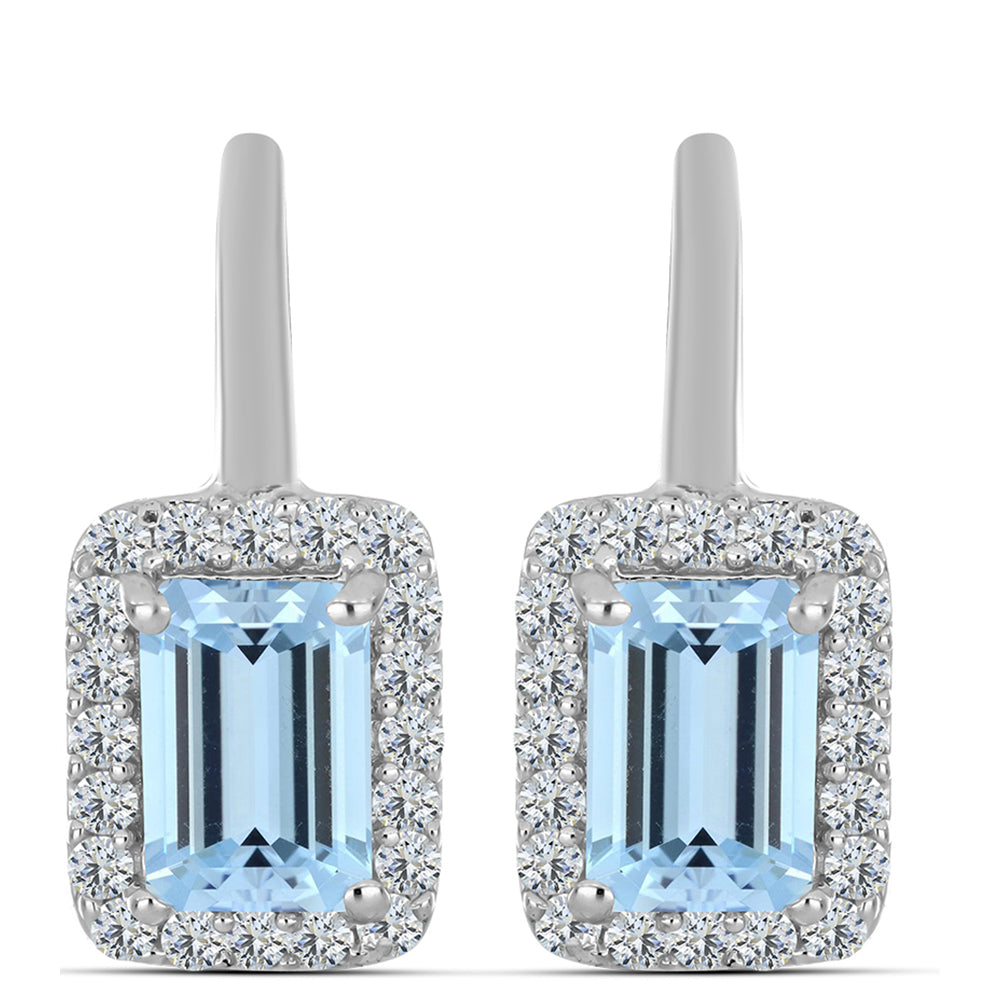 Cercei din Argint 925 ( 3.06 grame ) cu Acvamarin Embu County și Topaz Alb 1.32 Carate