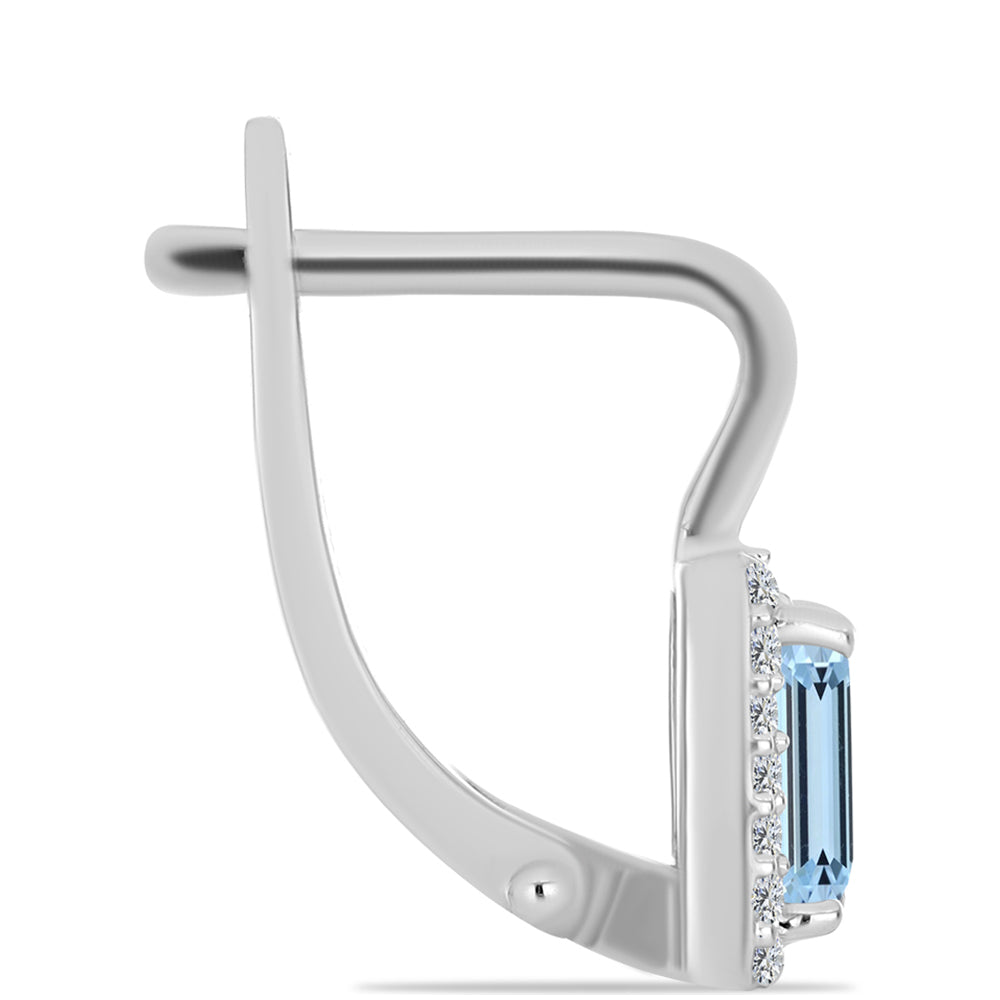 Cercei din Argint 925 ( 3.06 grame ) cu Acvamarin Embu County și Topaz Alb 1.32 Carate 2 