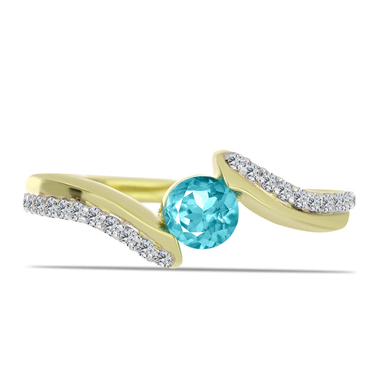Inel din Argint 925 Placat cu Aur ( 2.57 grame ) cu Cuarț Paraiba și Topaz Alb 0.72 Carate