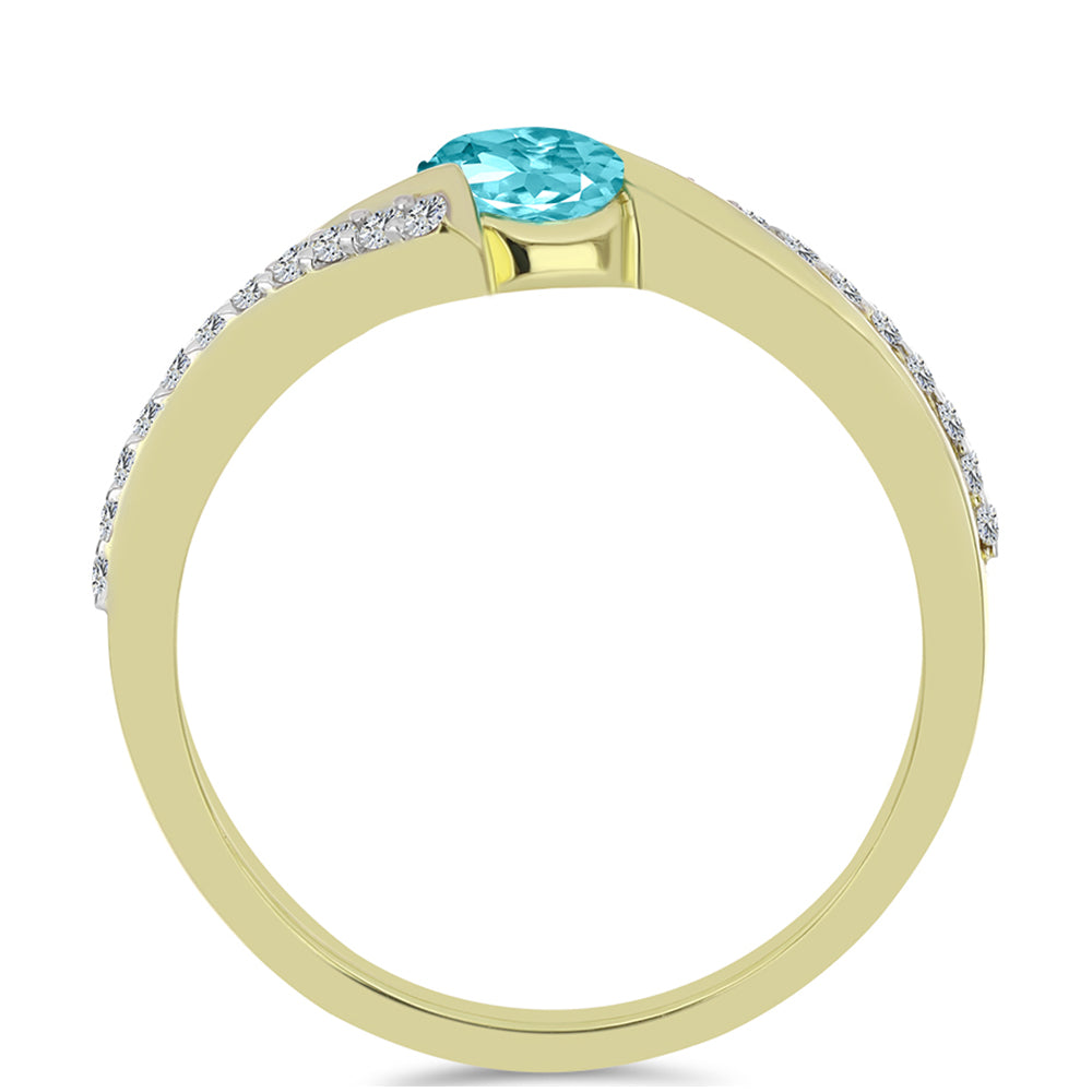 Inel din Argint 925 Placat cu Aur ( 2.57 grame ) cu Cuarț Paraiba și Topaz Alb 0.72 Carate