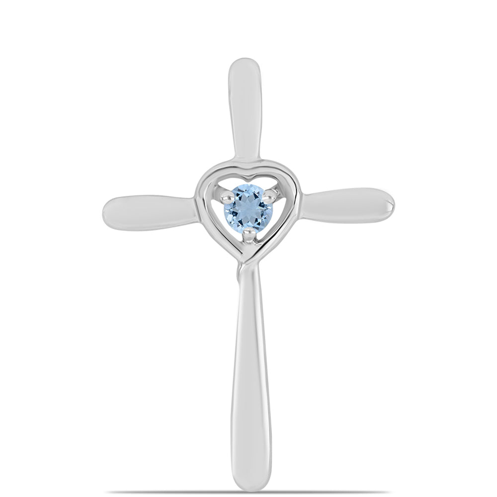 Cruce Pandantiv din Argint 925 ( 1.51 grame ) cu Acvamarin Embu County 0.11 Carate 1 