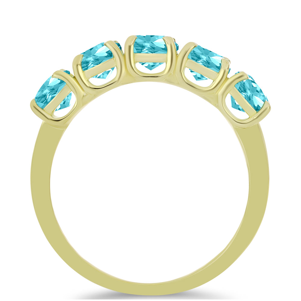 Inel din Argint 925 Placat cu Aur ( 2.68 grame ) cu Cuarț Paraiba 2.27 Carate