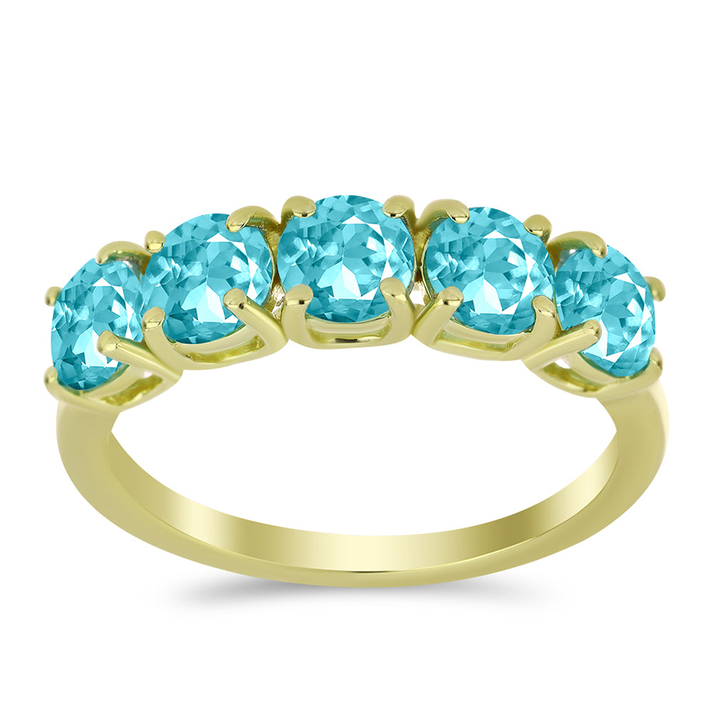 Inel din Argint 925 Placat cu Aur ( 2.68 grame ) cu Cuarț Paraiba 2.27 Carate 1 