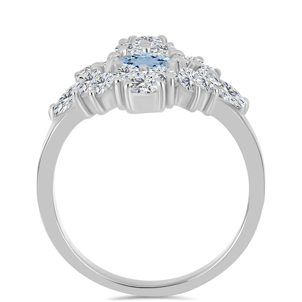 Inel din Argint 925 ( 3.74 grame ) cu Acvamarin Embu County și Topaz Alb 2.52 Carate 2 