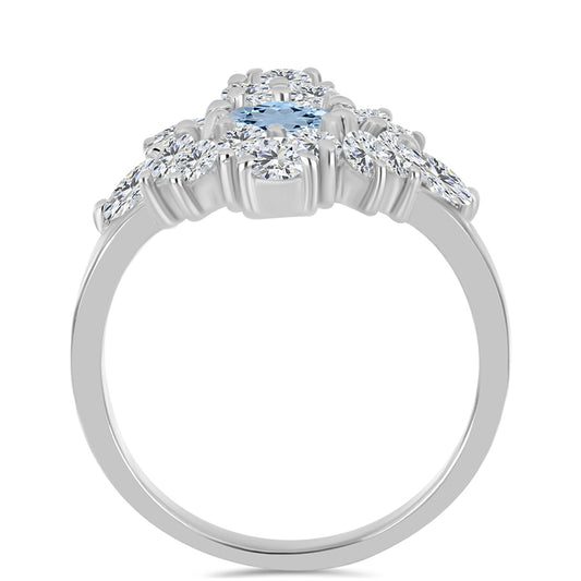 Inel din Argint 925 ( 3.74 grame ) cu Acvamarin Embu County și Topaz Alb 2.52 Carate