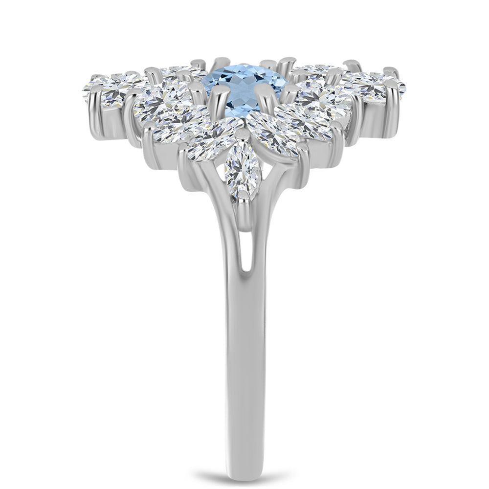 Inel din Argint 925 ( 3.74 grame ) cu Acvamarin Embu County și Topaz Alb 2.52 Carate 4 