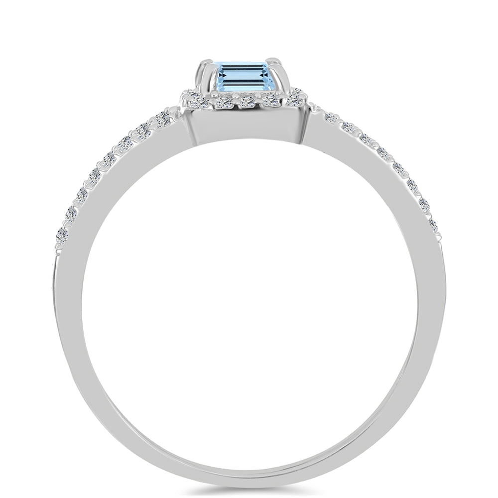 Inel din Argint 925 ( 2.54 grame ) cu Acvamarin Embu County și Topaz Alb 0.92 Carate