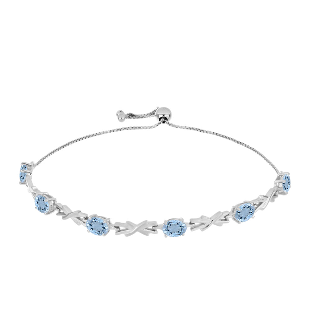 Brățară din Argint 925 ( 6.66 grame ) cu Acvamarin Embu County 3.5 Carate 1 