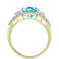 Inel din Argint 925 Placat cu Aur ( 6.25 grame ) cu Cuarț Paraiba și Topaz Alb 5.79 Carate