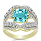 Inel din Argint 925 Placat cu Aur ( 6.25 grame ) cu Cuarț Paraiba și Topaz Alb 5.79 Carate