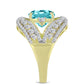 Inel din Argint 925 Placat cu Aur ( 6.25 grame ) cu Cuarț Paraiba și Topaz Alb 5.79 Carate