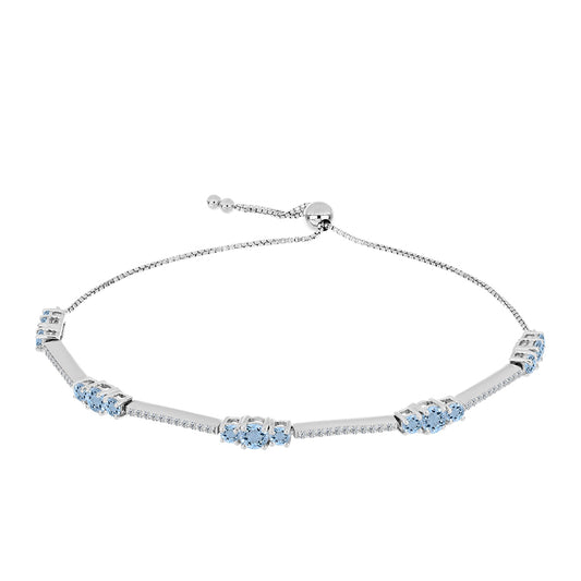 Brățară din Argint 925 ( 6.37 grame ) cu Acvamarin Embu County și Topaz Alb 2.85 Carate