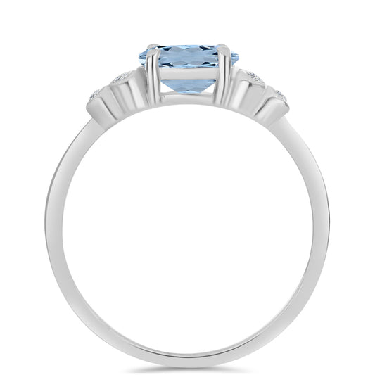Inel din Argint 925 ( 1.82 grame ) cu Acvamarin Embu County și Topaz Alb 1.18 Carate