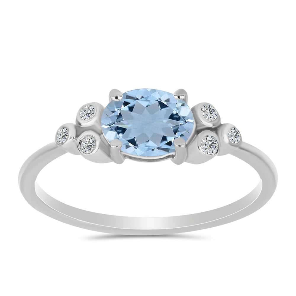 Inel din Argint 925 ( 1.82 grame ) cu Acvamarin Embu County și Topaz Alb 1.18 Carate