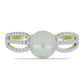 Inel din Argint 925 Placat cu Aur ( 2.07 grame ) cu Perlă de Apă Dulce Albă și Topaz Alb 3.33 Carate