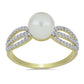 Inel din Argint 925 Placat cu Aur ( 2.07 grame ) cu Perlă de Apă Dulce Albă și Topaz Alb 3.33 Carate