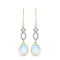 Cercei din Argint 925 Placat cu Aur ( 2.63 grame ) cu Piatra Lunii Curcubeu și Topaz Alb 5.35 Carate