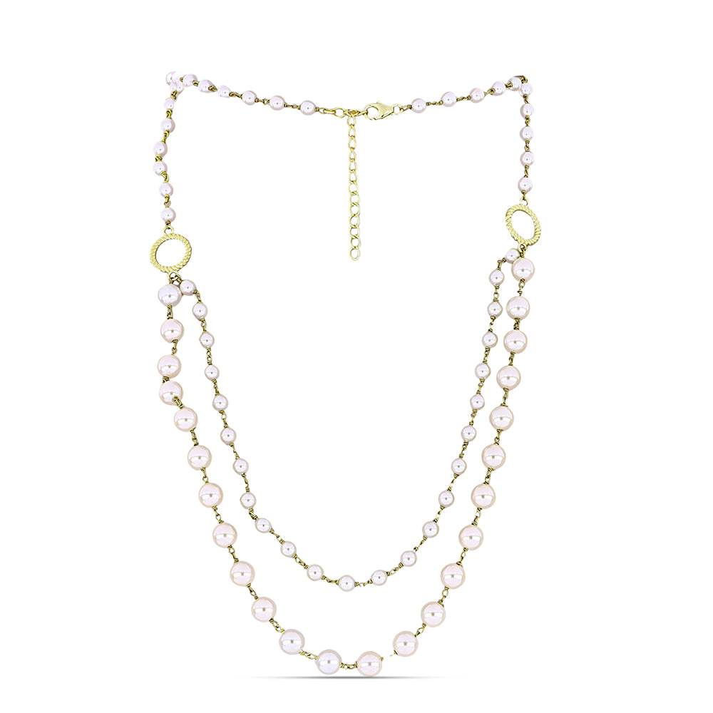 Colier din Argint 925 Placat cu Aur ( 3.86 grame ) cu Perlă de Apă Dulce Albă 58.15 Carate 1 