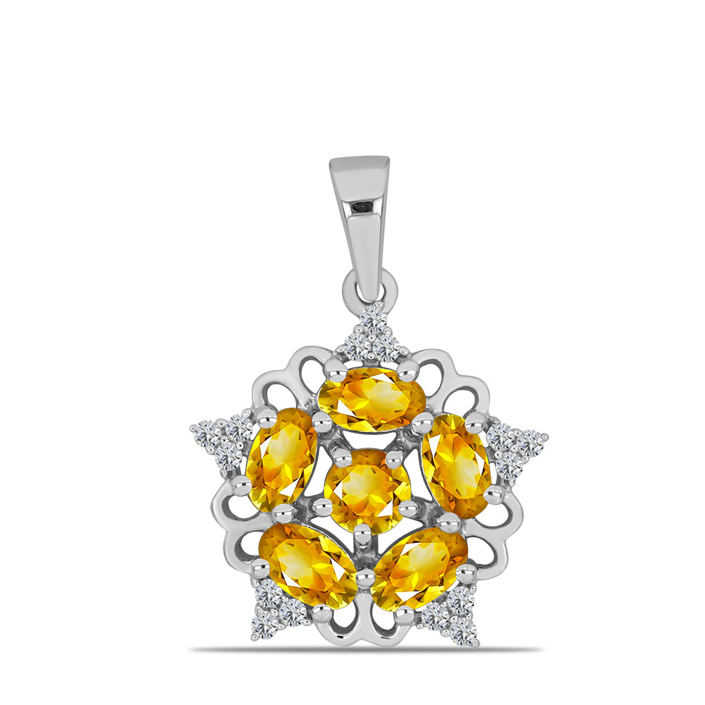 Pandantiv din Argint 925 ( 1.71 grame ) cu Citrin Ural și Topaz Alb 1.33 Carate