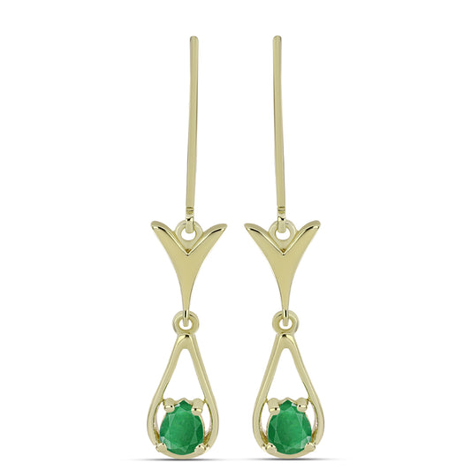 Cercei din Argint 925 Placat cu Aur ( 2.8 grame ) cu Smarald Zambian 0.55 Carate