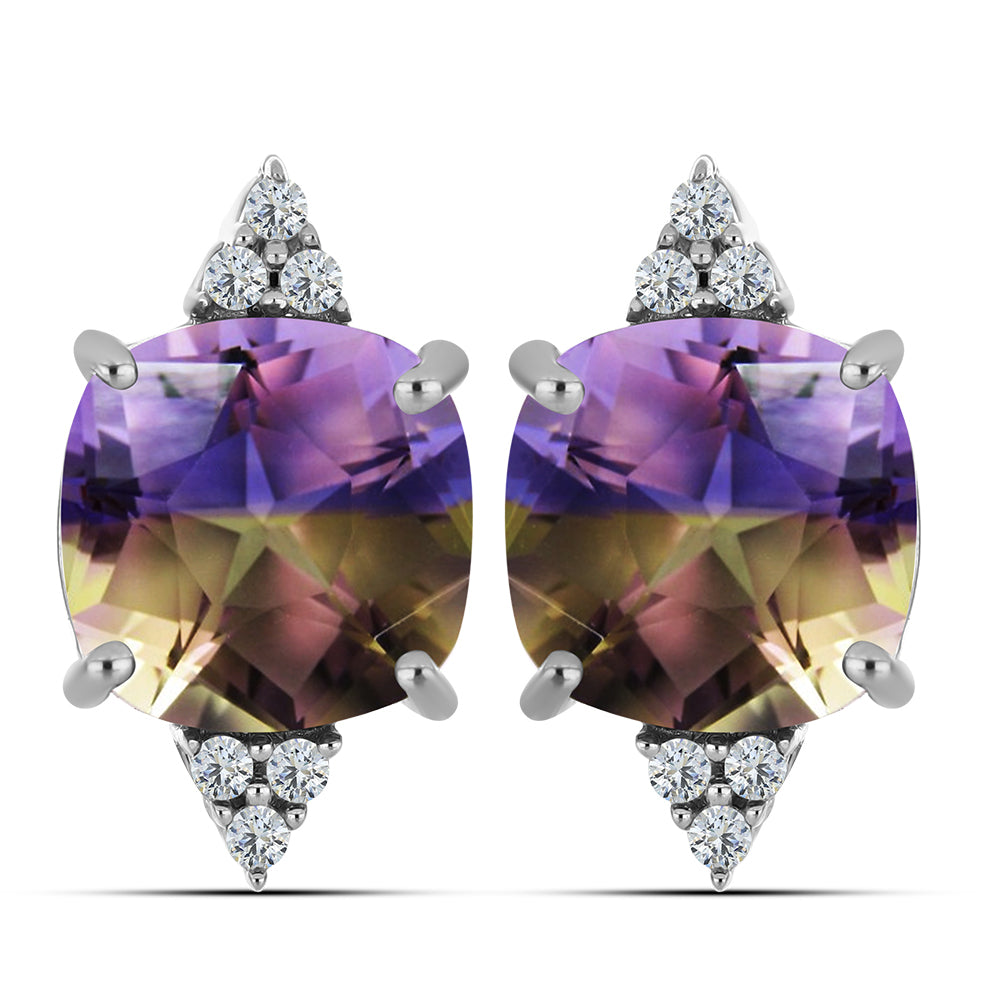 Cercei din Argint 925 ( 2.17 grame ) cu Ametrin Anahi și Topaz Alb 4.18 Carate 1 
