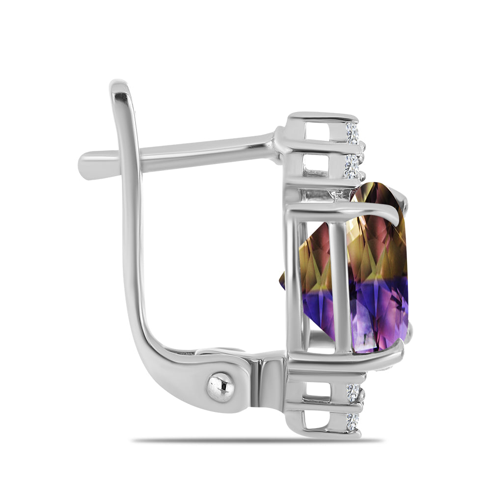 Cercei din Argint 925 ( 2.17 grame ) cu Ametrin Anahi și Topaz Alb 4.18 Carate