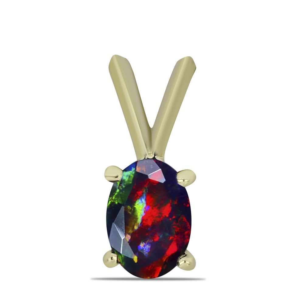 Pandantiv din Argint 925 Placat cu Aur ( 0.54 grame ) cu Opal Etiopian Negru Lega Dembi 0.48 Carate