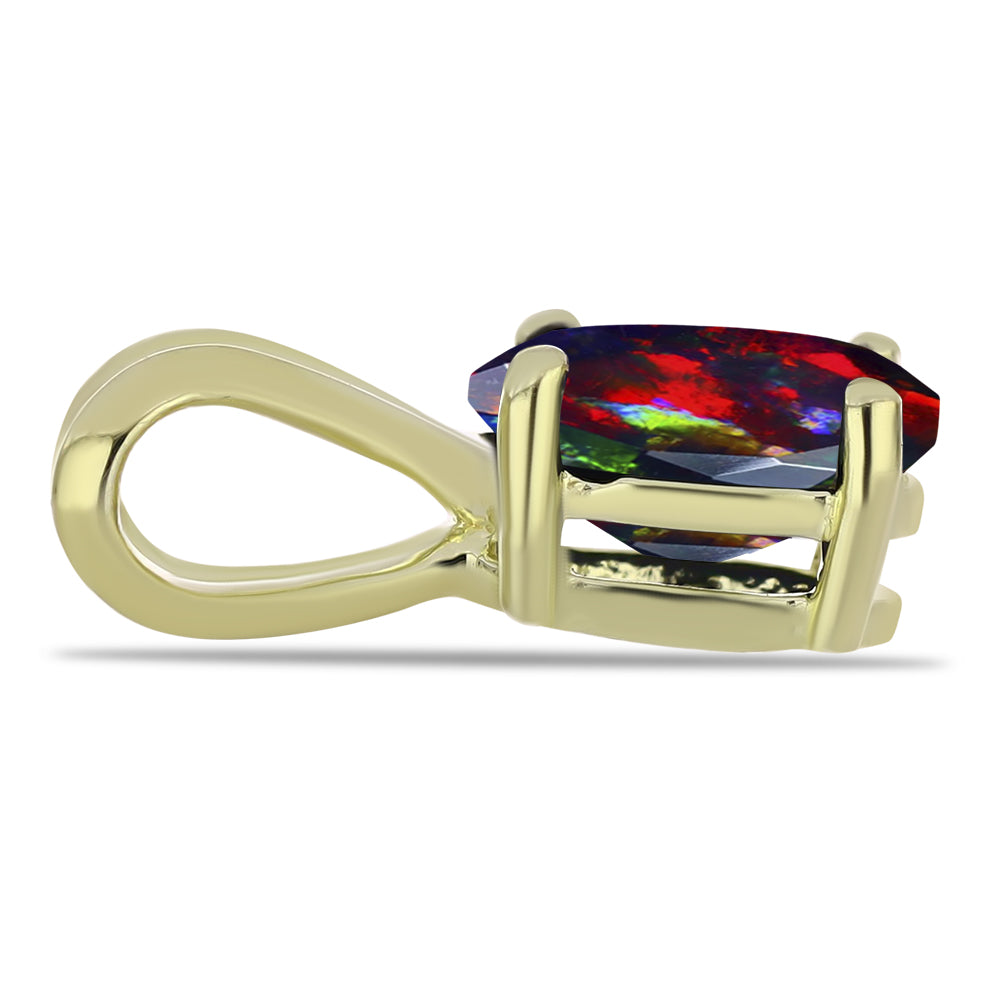 Pandantiv din Argint 925 Placat cu Aur ( 0.54 grame ) cu Opal Etiopian Negru Lega Dembi 0.48 Carate 2 