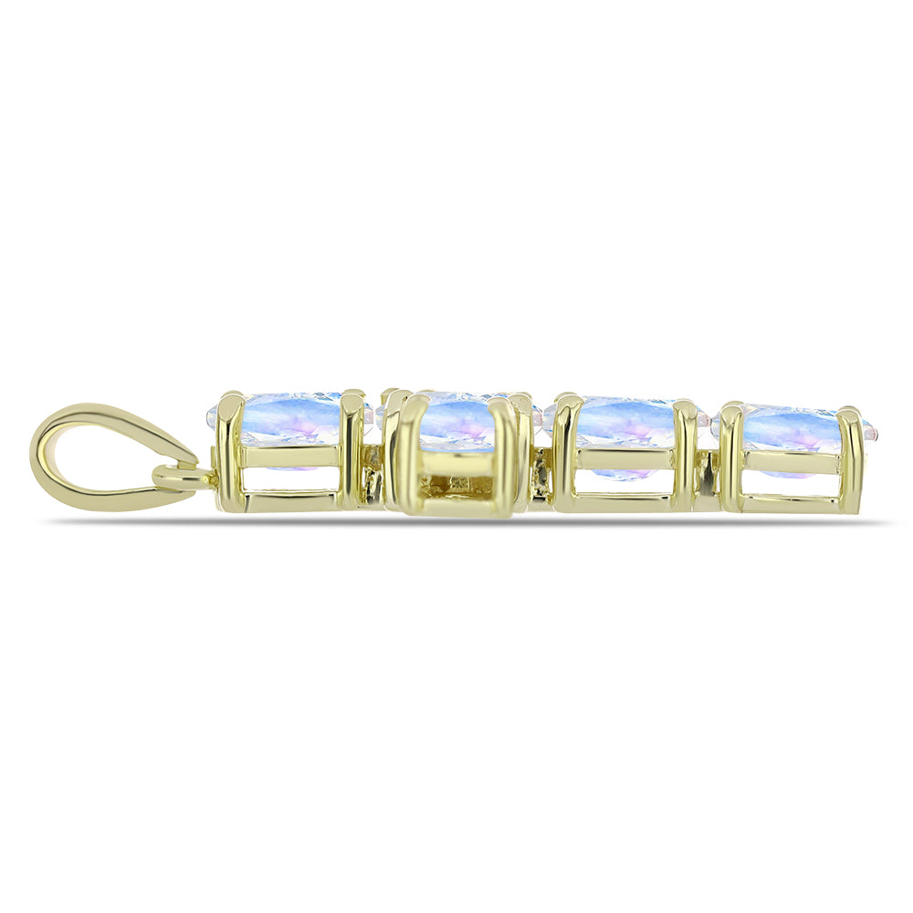 Cruce Pandantiv din Argint 925 Placat cu Aur ( 1.85 grame ) cu Piatra Lunii Curcubeu 2.86 Carate 2 
