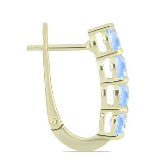 Cercei din Argint 925 Placat cu Aur ( 2.9 grame ) cu Piatra Lunii Curcubeu 1.61 Carate