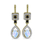Cercei din Argint 925 Placat cu Aur ( 4.21 grame ) cu Piatra Lunii Curcubeu și Spinel Negru 2.35 Carate