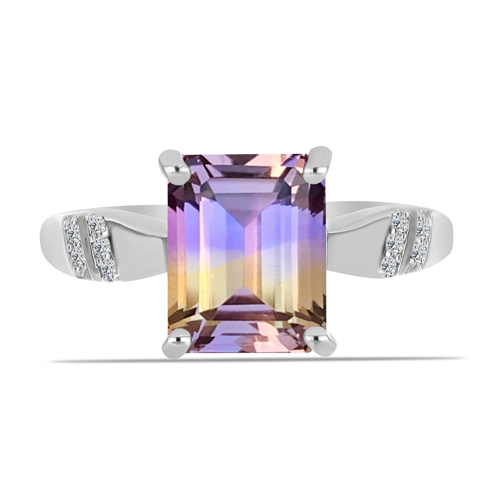 Inel din Argint 925 ( 2.55 grame ) cu Ametrin Anahi și Topaz Alb 3.24 Carate