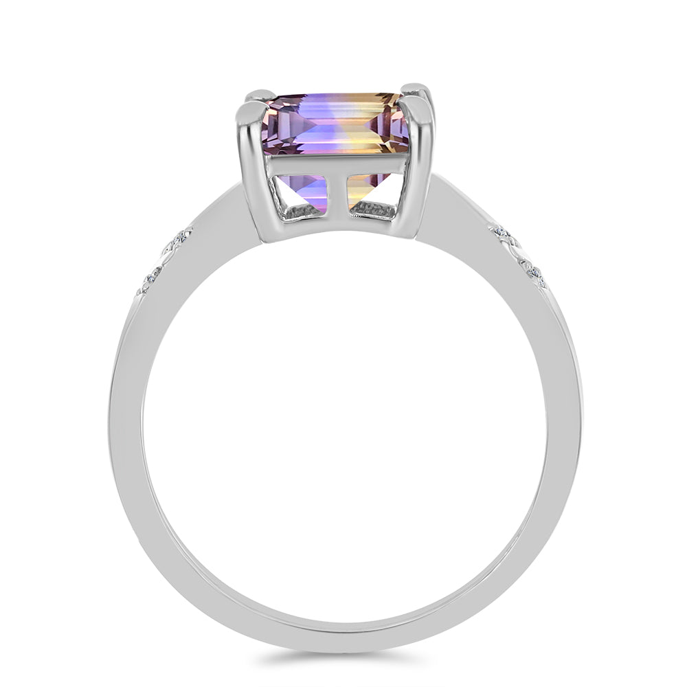 Inel din Argint 925 ( 2.55 grame ) cu Ametrin Anahi și Topaz Alb 3.24 Carate