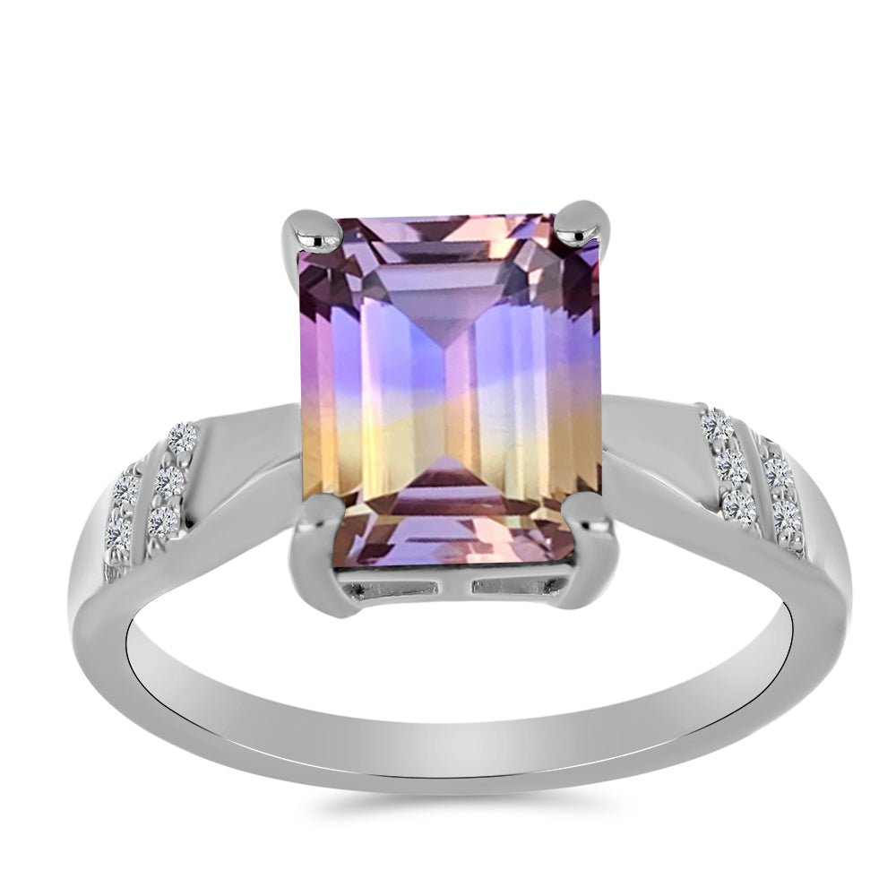 Inel din Argint 925 ( 2.55 grame ) cu Ametrin Anahi și Topaz Alb 3.24 Carate 3 