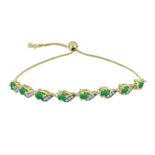 Brățară din Argint 925 Placat cu Aur ( 5.01 grame ) cu Smarald Zambian și Topaz Alb 1.29 Carate