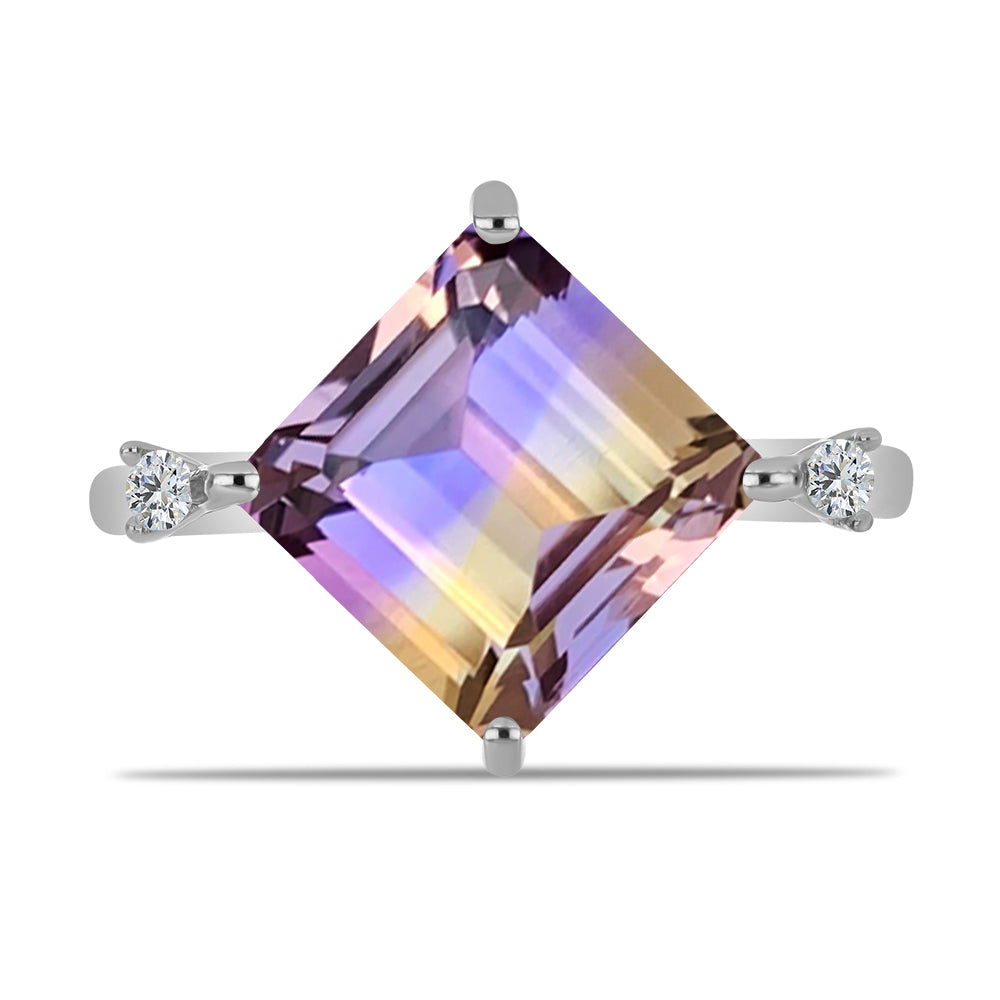 Inel din Argint 925 ( 2.45 grame ) cu Ametrin Anahi și Topaz Alb 5.01 Carate 1 