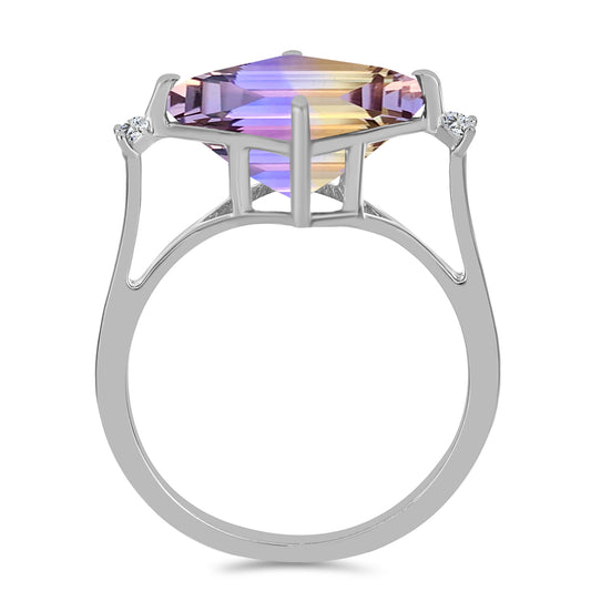 Inel din Argint 925 ( 2.45 grame ) cu Ametrin Anahi și Topaz Alb 5.01 Carate