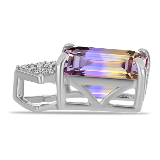 Pandantiv din Argint 925 ( 1.2 grame ) cu Ametrin Anahi și Topaz Alb 3.23 Carate