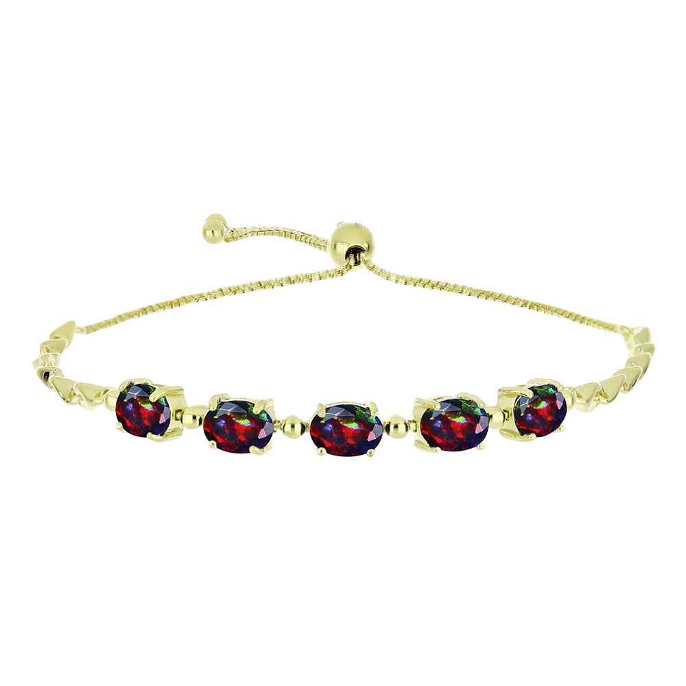 Brățară din Argint 925 Placat cu Aur ( 6.3 grame ) cu Opal Etiopian Negru Lega Dembi 2.33 Carate 1 