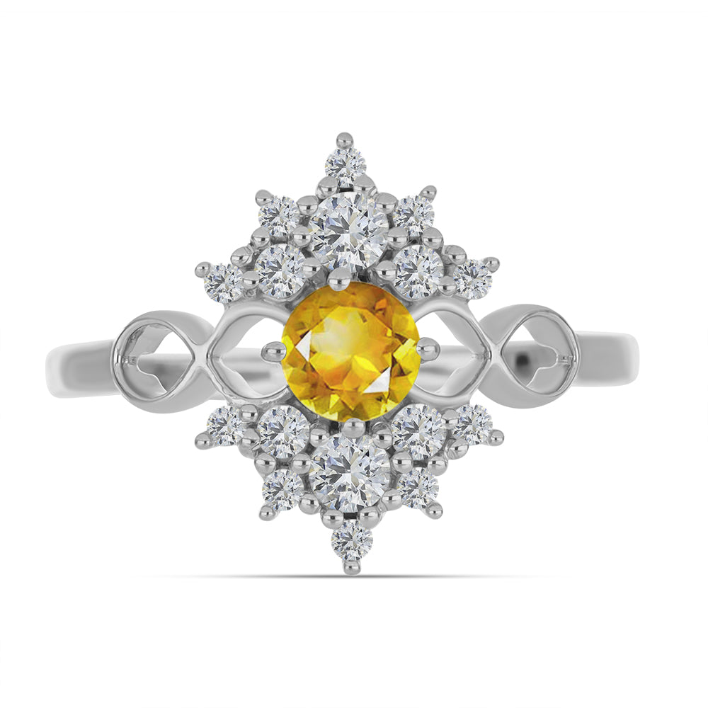 Inel din Argint 925 ( 2.64 grame ) cu Citrin Ural și Topaz Alb 1.09 Carate