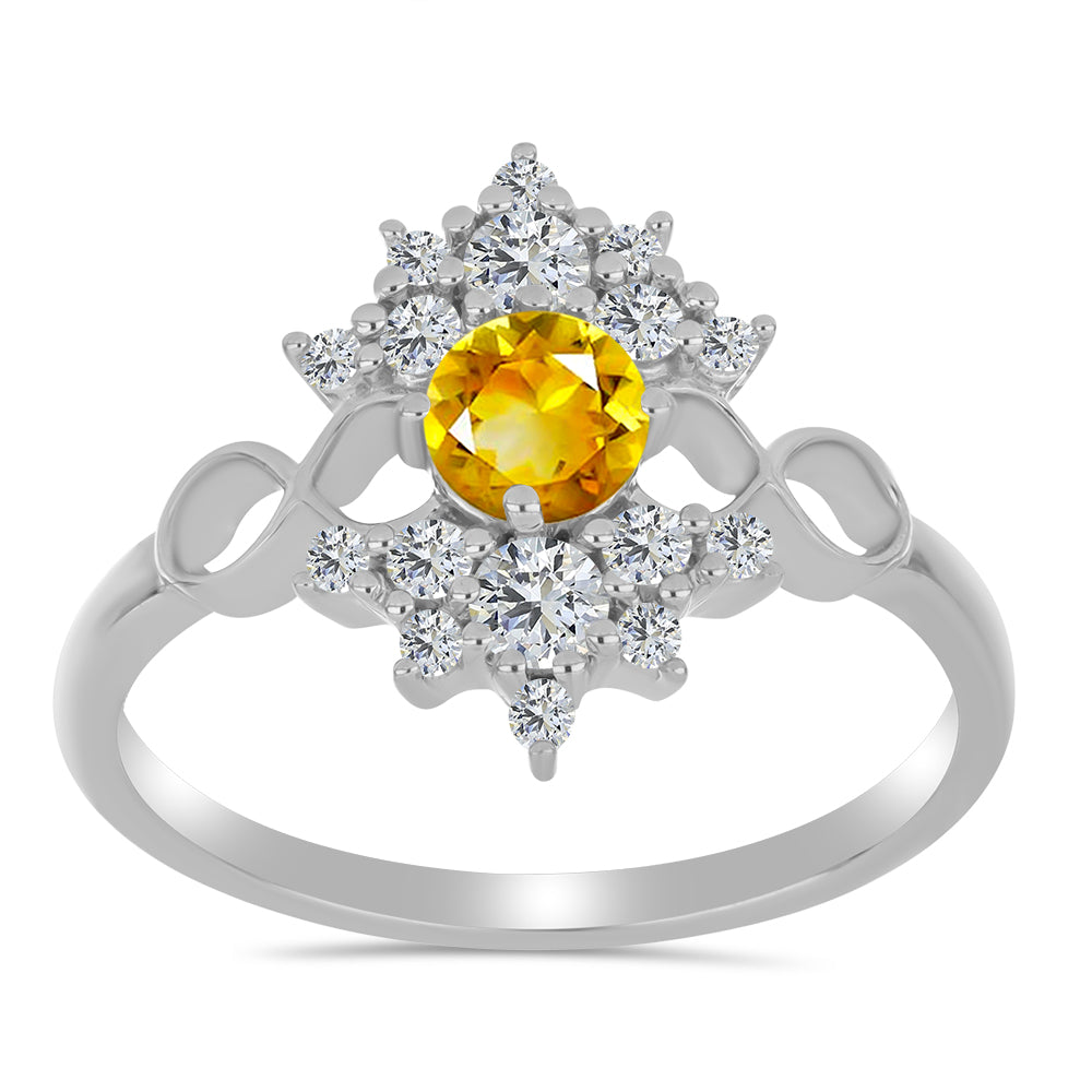 Inel din Argint 925 ( 2.64 grame ) cu Citrin Ural și Topaz Alb 1.09 Carate