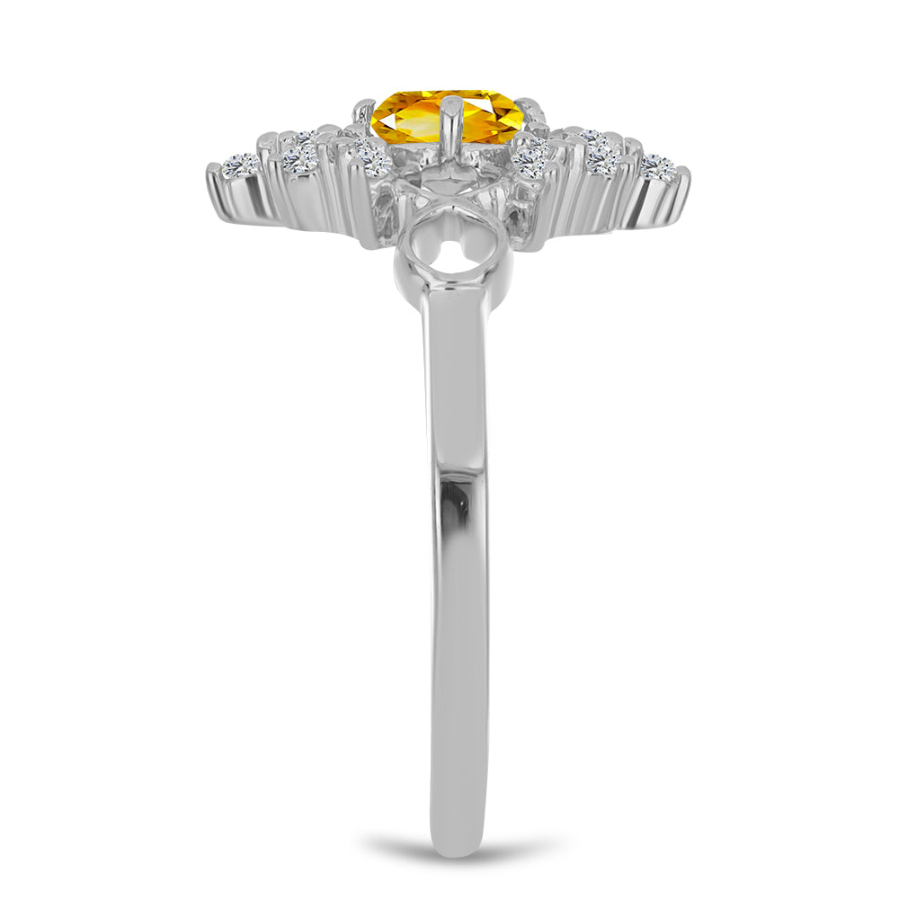 Inel din Argint 925 ( 2.64 grame ) cu Citrin Ural și Topaz Alb 1.09 Carate