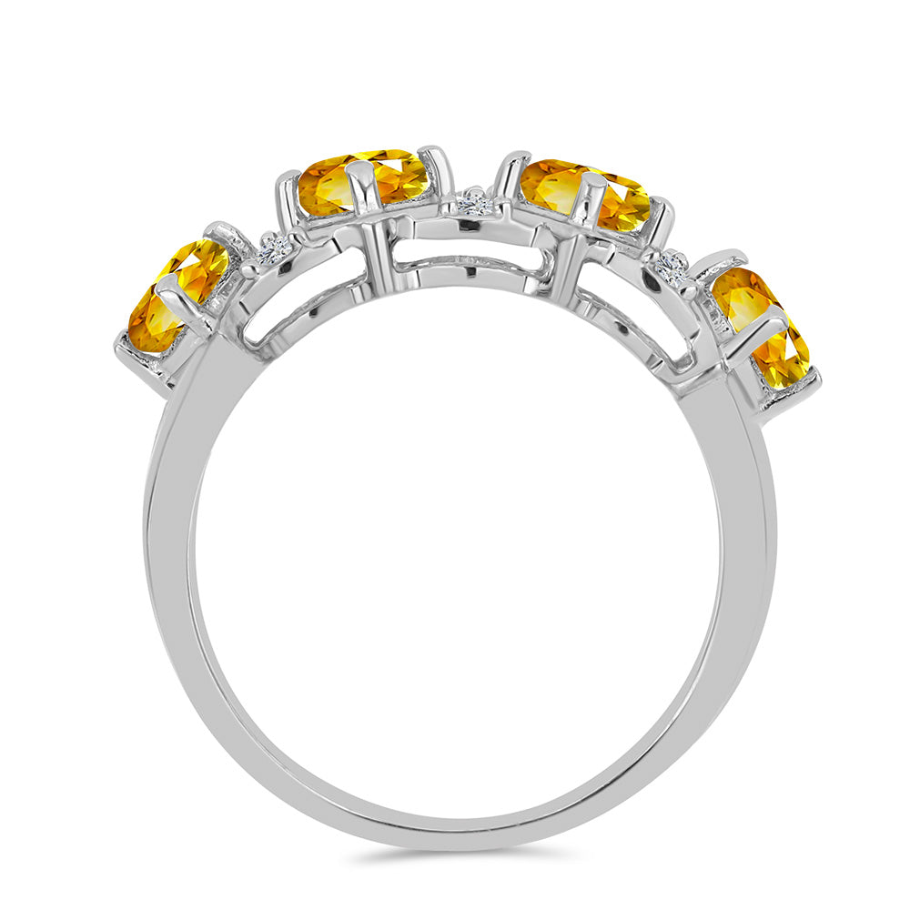 Inel din Argint 925 ( 2.28 grame ) cu Citrin Ural și Topaz Alb 1.11 Carate 2 