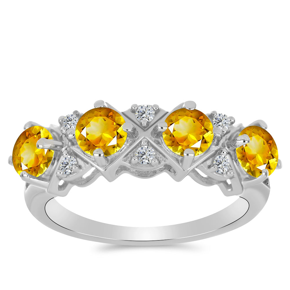 Inel din Argint 925 ( 2.28 grame ) cu Citrin Ural și Topaz Alb 1.11 Carate 3 