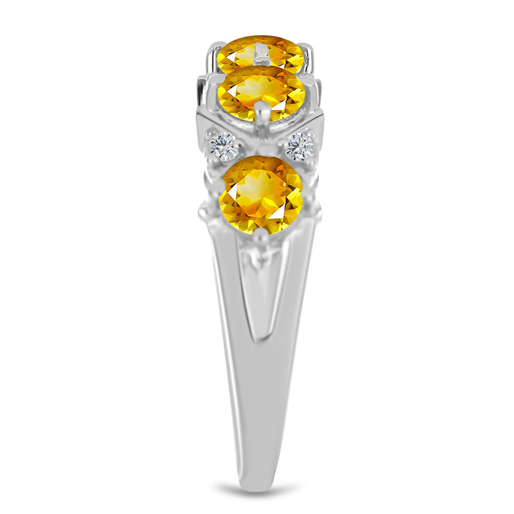 Inel din Argint 925 ( 2.28 grame ) cu Citrin Ural și Topaz Alb 1.11 Carate