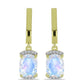 Cercei din Argint 925 Placat cu Aur ( 3.54 grame ) cu Piatra Lunii Curcubeu și Topaz Alb 4.21 Carate