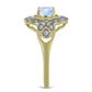 Inel din Argint 925 Placat cu Aur ( 3.19 grame ) cu Piatra Lunii Curcubeu și Topaz Alb 1.02 Carate