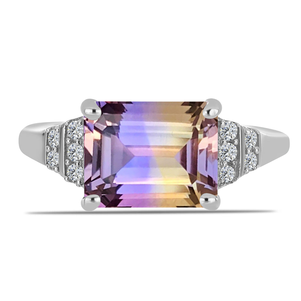 Inel din Argint 925 ( 2.89 grame ) cu Ametrin Anahi și Topaz Alb 3.35 Carate