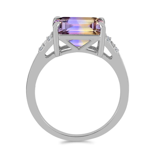 Inel din Argint 925 ( 2.89 grame ) cu Ametrin Anahi și Topaz Alb 3.35 Carate